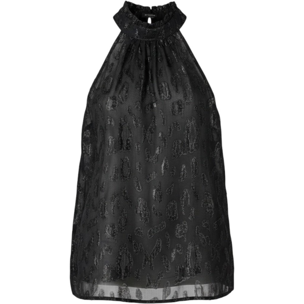 AQUA Womens Halter Top‎ Sheer Black Small Whimsy Y2K Silhouette Party